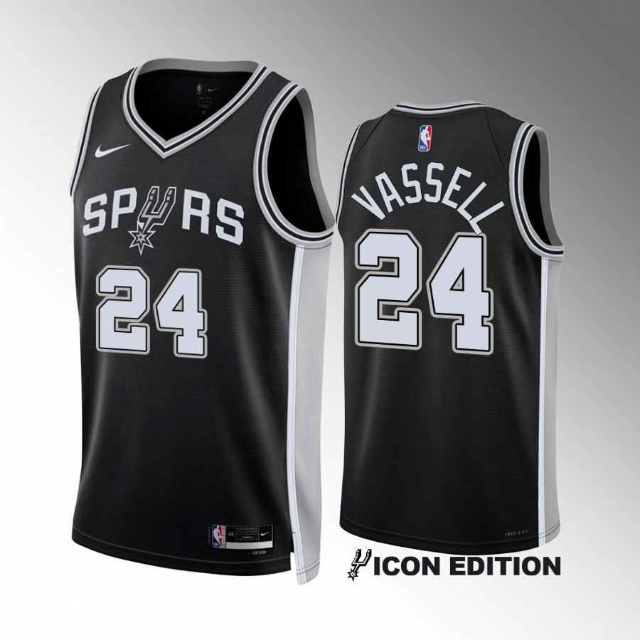San Antonio Spurs Devin Vassell 2022-23 Icon Edition Black #24 Jersey Swingman