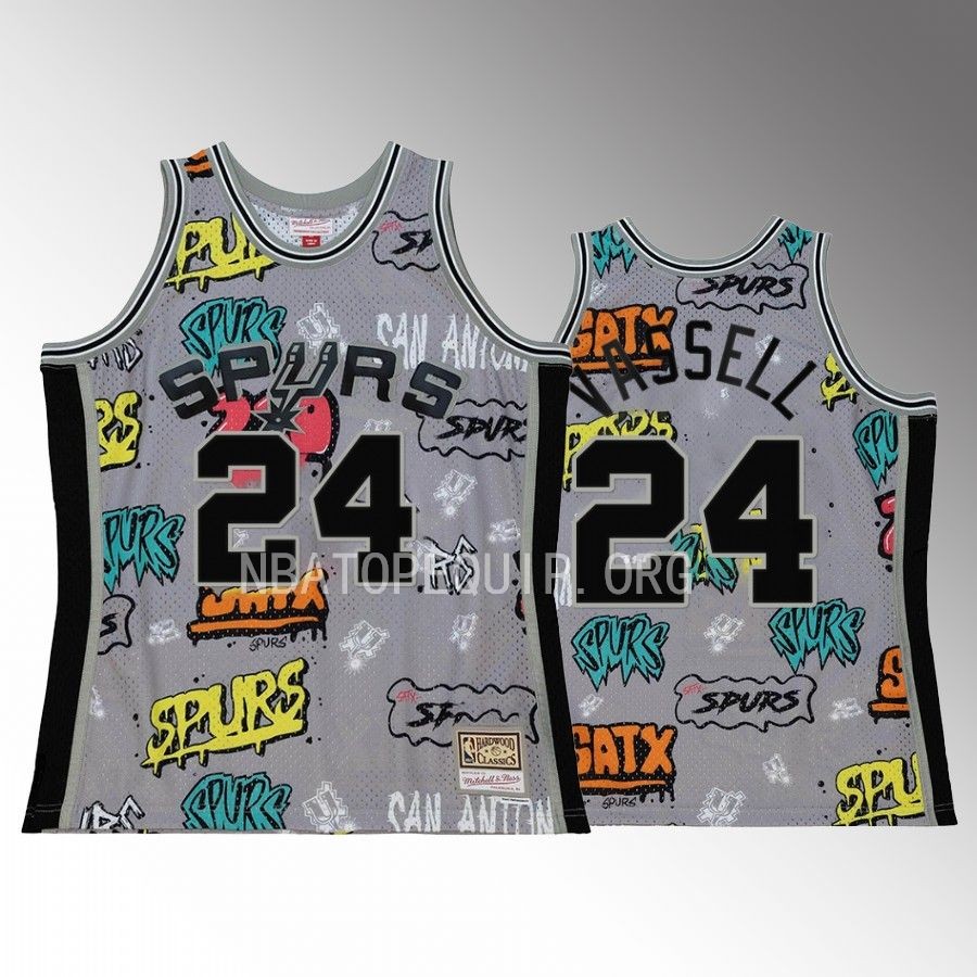 San Antonio Spurs Devin Vassell Grey Slap Sticker Men Jersey HWC Swingman
