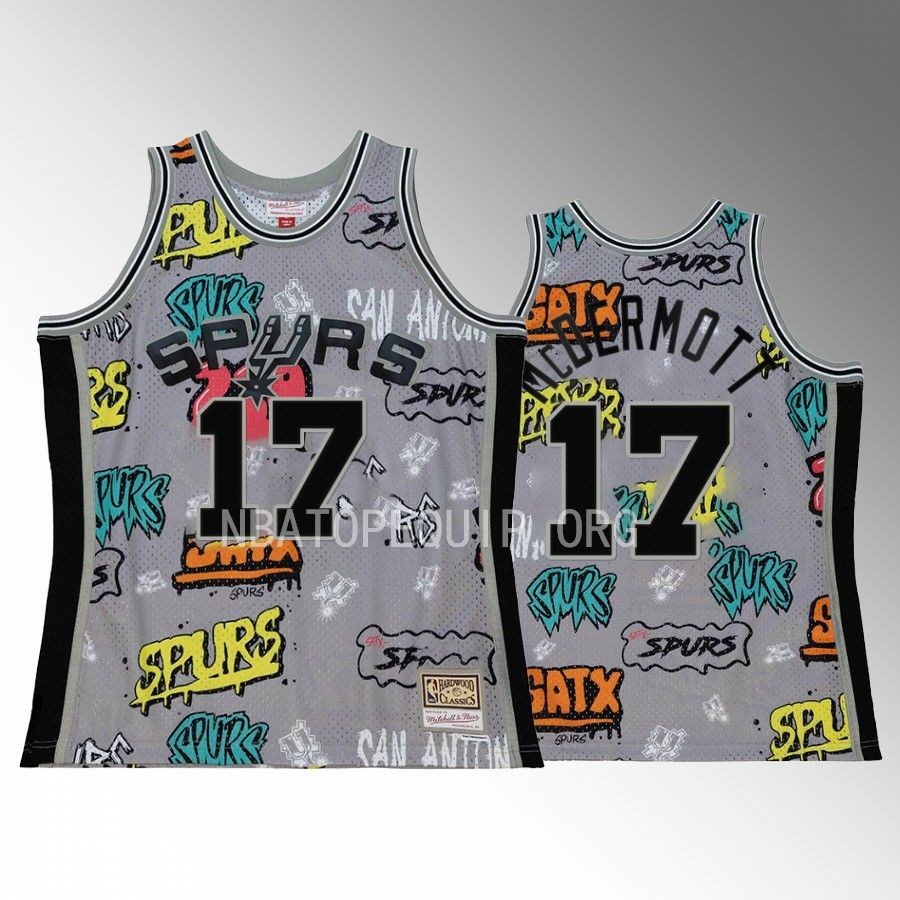 San Antonio Spurs Doug McDermott Grey Slap Sticker Men Jersey HWC Swingman