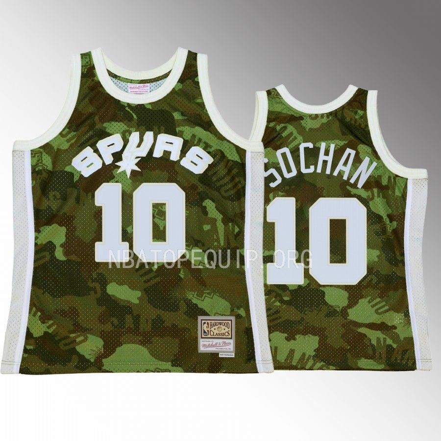 San Antonio Spurs Jeremy Sochan Green Ghost Camo Men Jersey Hardwood Classics