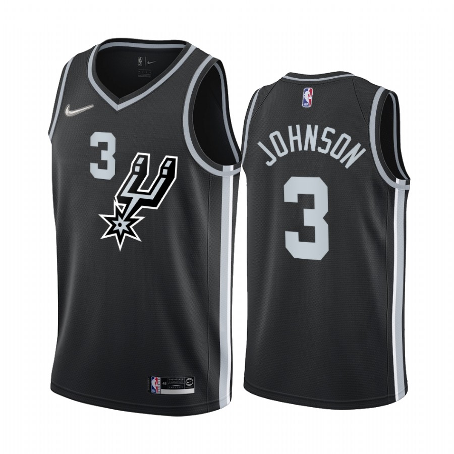 San Antonio Spurs Keldon Johnson #3 Black 2020-21 Earned Edition Jersey Swingman