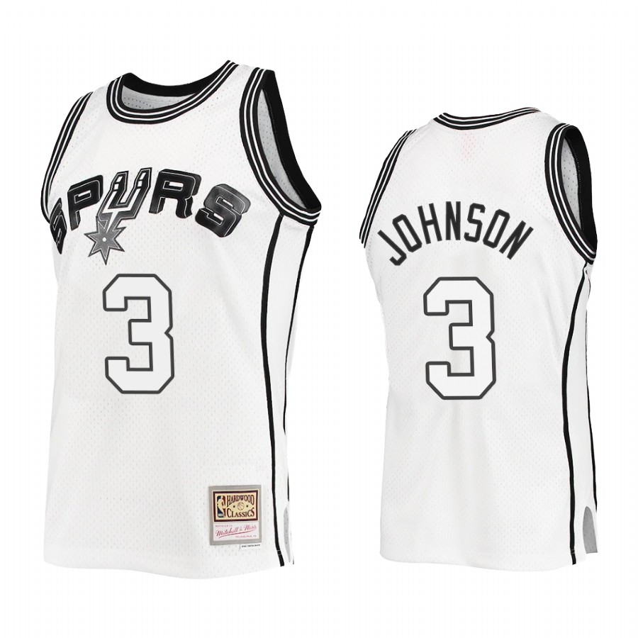 San Antonio Spurs Keldon Johnson #3 White Outdated Classic Mitchell Ness Jersey