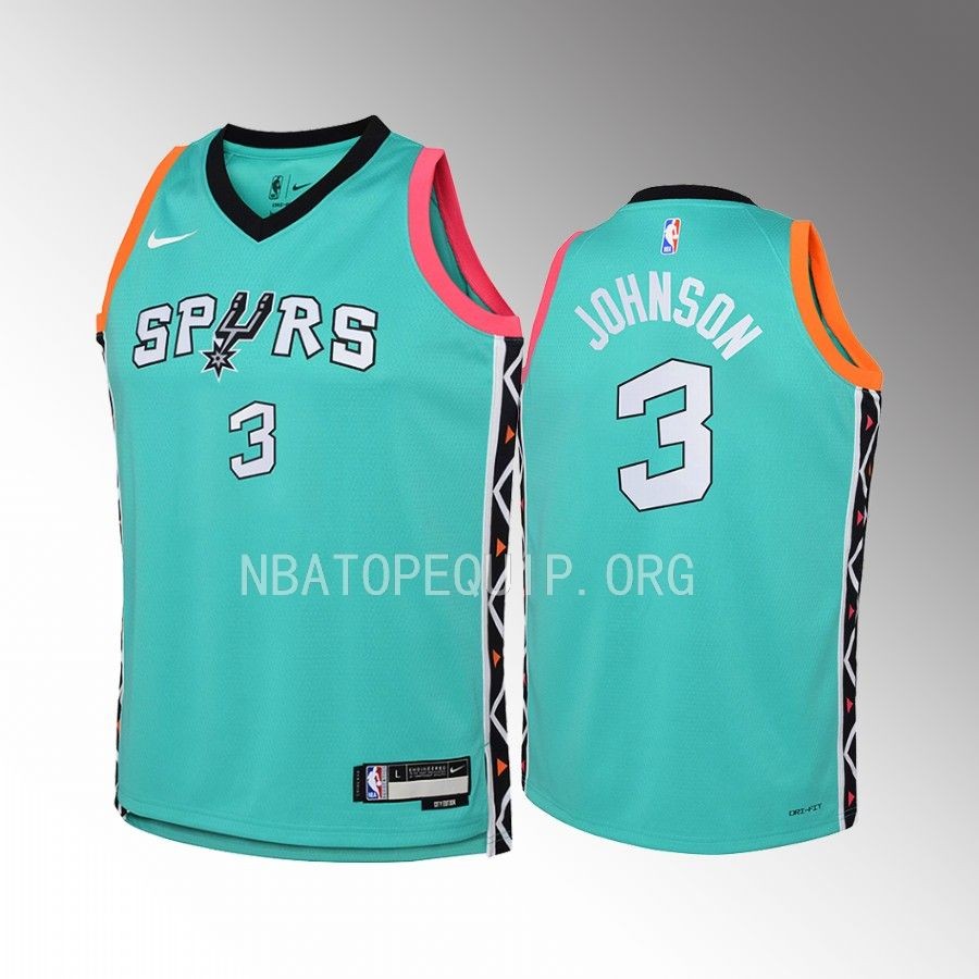 San Antonio Spurs Keldon Johnson City Edition Green Youth Jersey Swingman #3