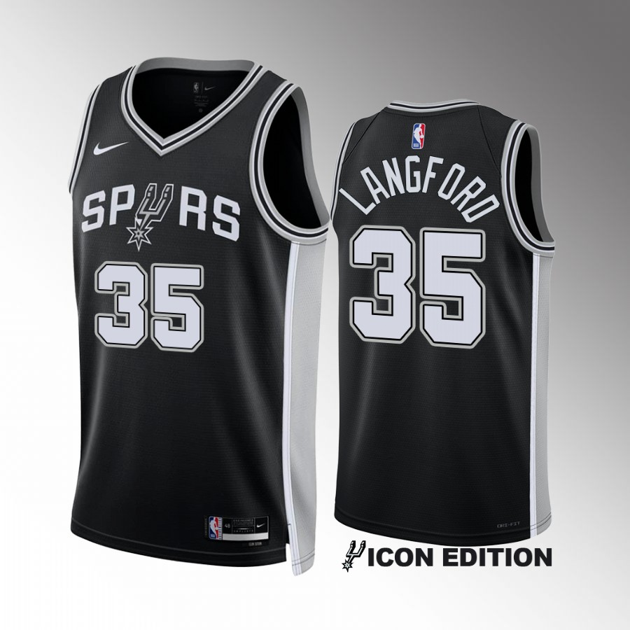 San Antonio Spurs Romeo Langford 2022-23 Icon Edition Black #35 Jersey Swingman