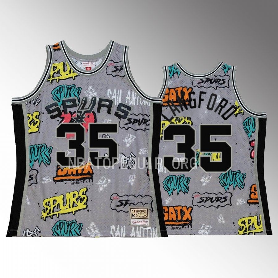 San Antonio Spurs Romeo Langford Grey Slap Sticker Men Jersey HWC Swingman
