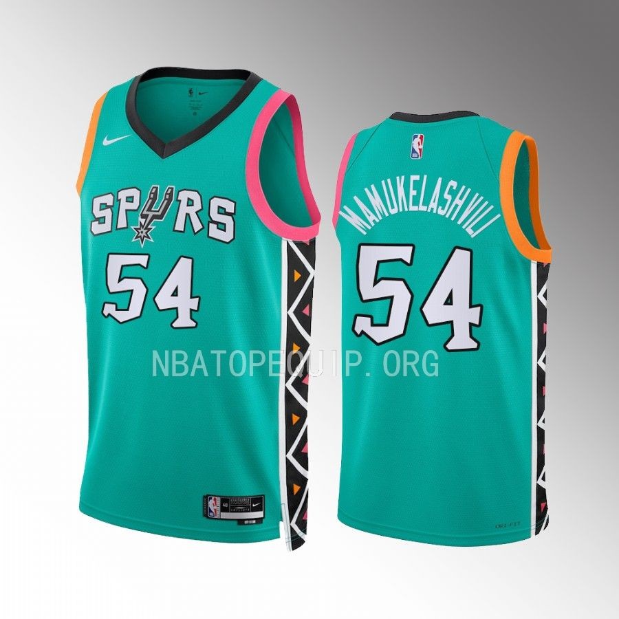 San Antonio Spurs Sandro Mamukelashvili 2022-23 City Edition Turquoise #54 Jersey Swingman