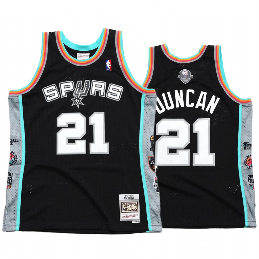 San Antonio Spurs Tim Duncan #21 Black Hall of Fame Jersey