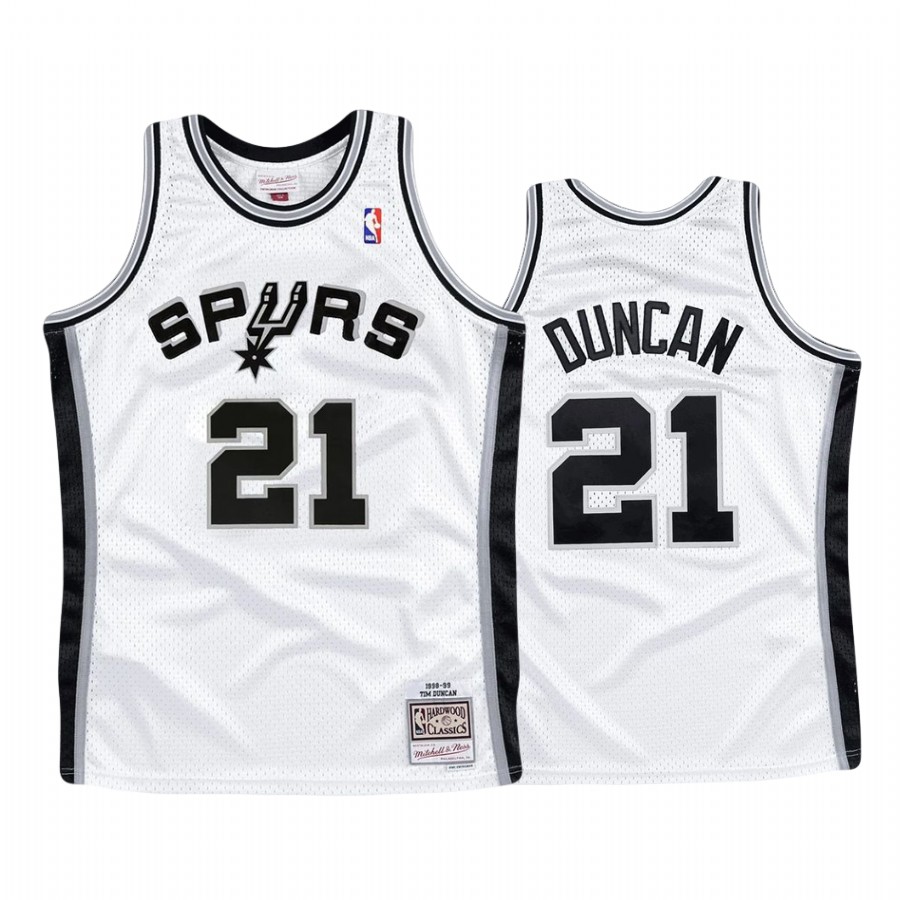 San Antonio Spurs Tim Duncan #21 White Hardwood Classics Jersey