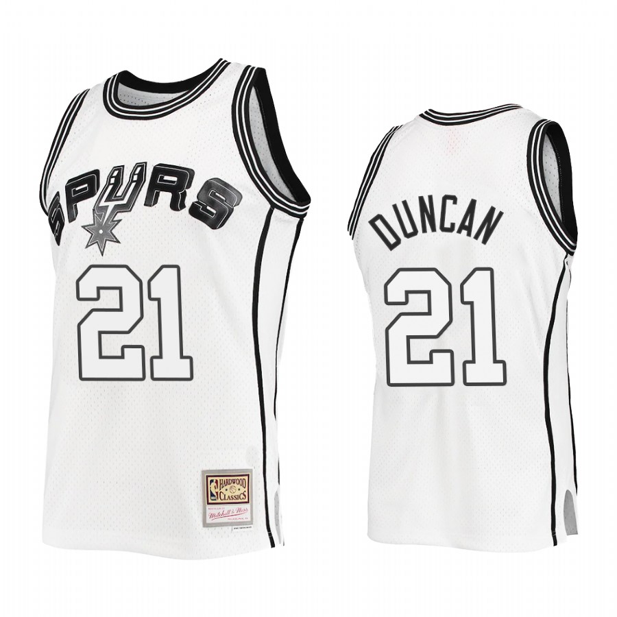 San Antonio Spurs Tim Duncan #21 White Outdated Classic Mitchell Ness Jersey