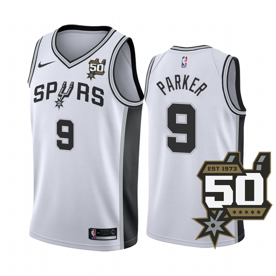 San Antonio Spurs Tony Parker #9 50th Anniversary White Jersey Association Edition
