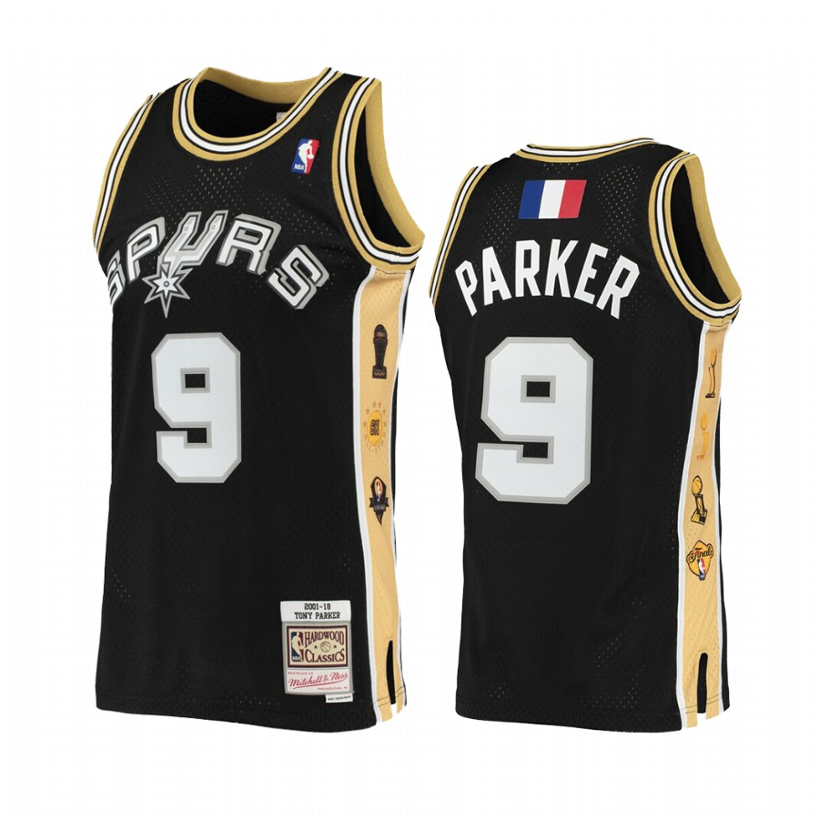 San Antonio Spurs Tony Parker 2001-02 Hardwood Classics Black Jersey