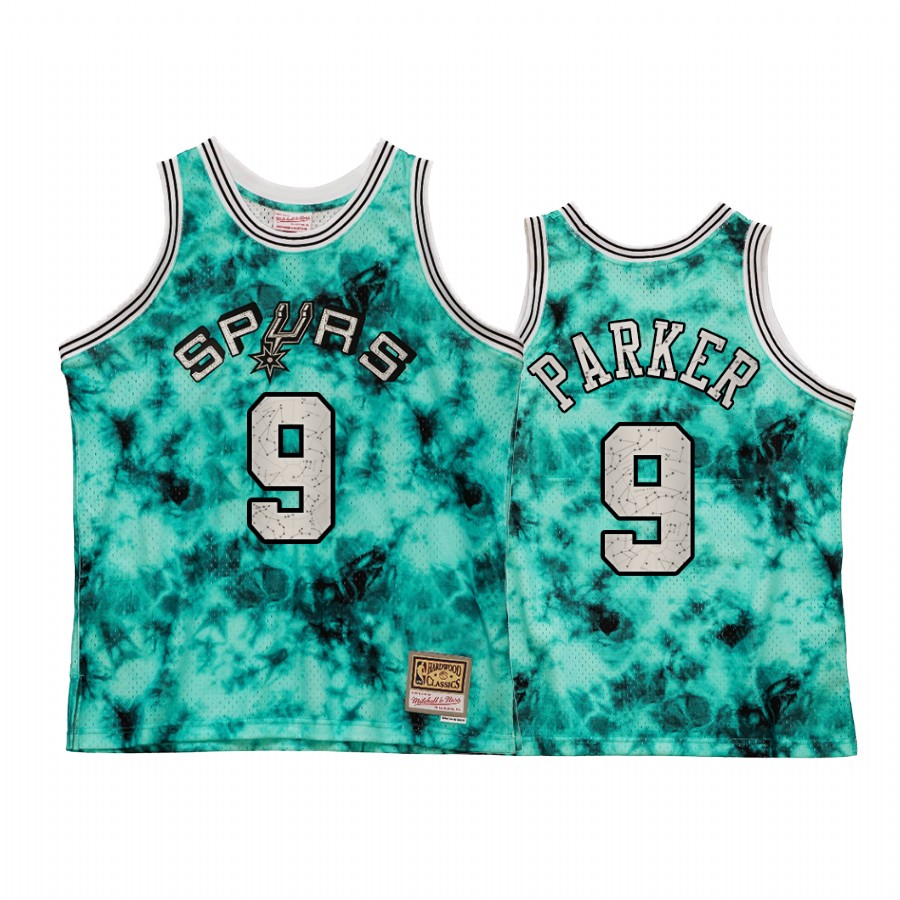 San Antonio Spurs Tony Parker Galaxy Constellation Jersey Men Teal Retro