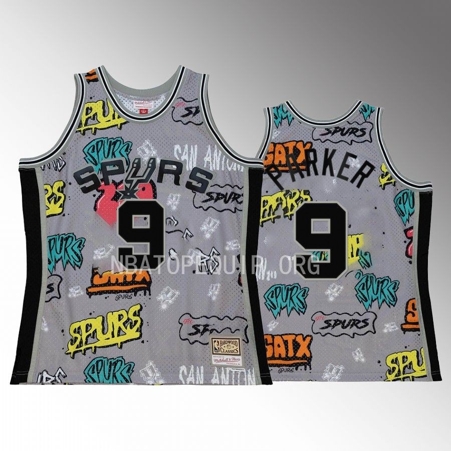 San Antonio Spurs Tony Parker Grey Slap Sticker Men Jersey HWC Swingman