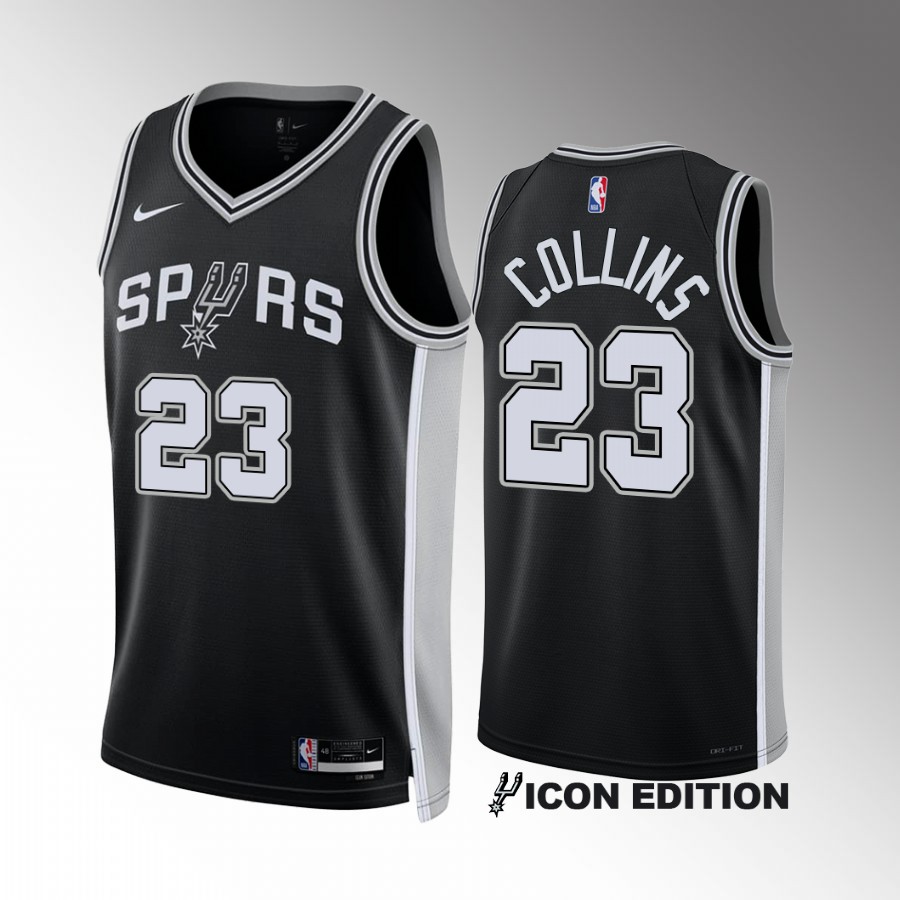 San Antonio Spurs Zach Collins 2022-23 Icon Edition Black #23 Jersey Swingman