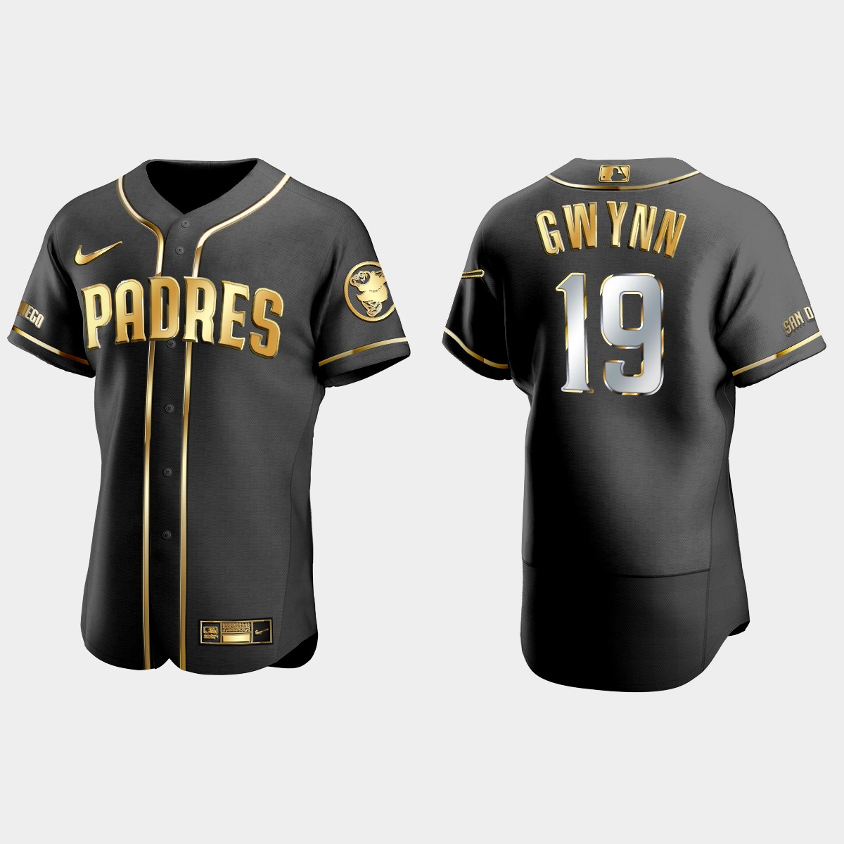 San Diego Padres #19 Tony Gwynn Golden Edition Jersey - Black