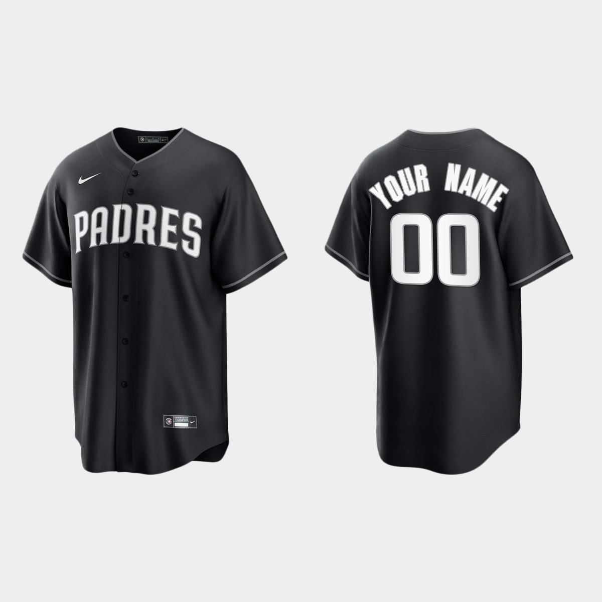 San Diego Padres Custom 2021 All Black Fashion Jersey - Black White