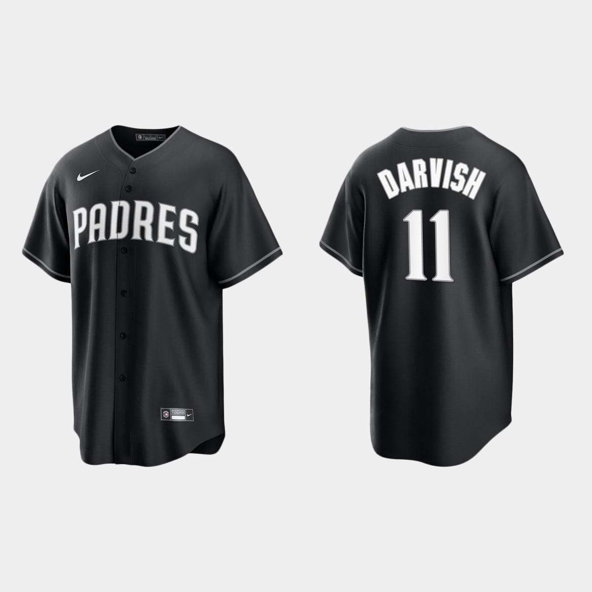San Diego Padres Yu Darvish 2021 All Black Fashion Jersey - Black White