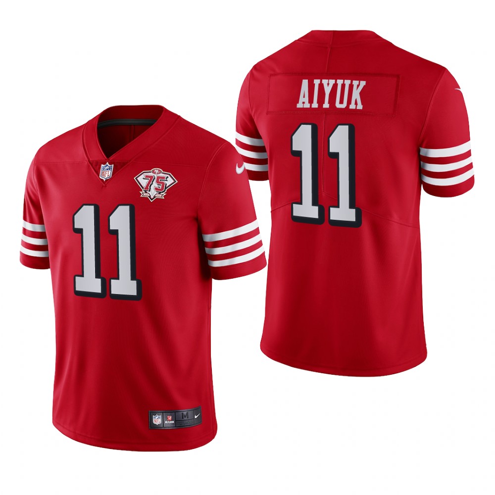 San Francisco 49ers Brandon Aiyuk Scarlet Alternate Vapor Limited Jersey 75th Anniversary - Men's
