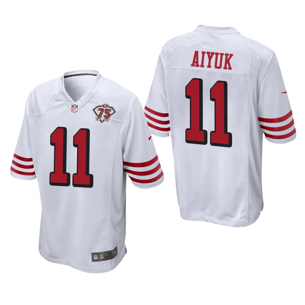 San Francisco 49ers Brandon Aiyuk White Throwback Game Jersey 75th Anniversary - Men's