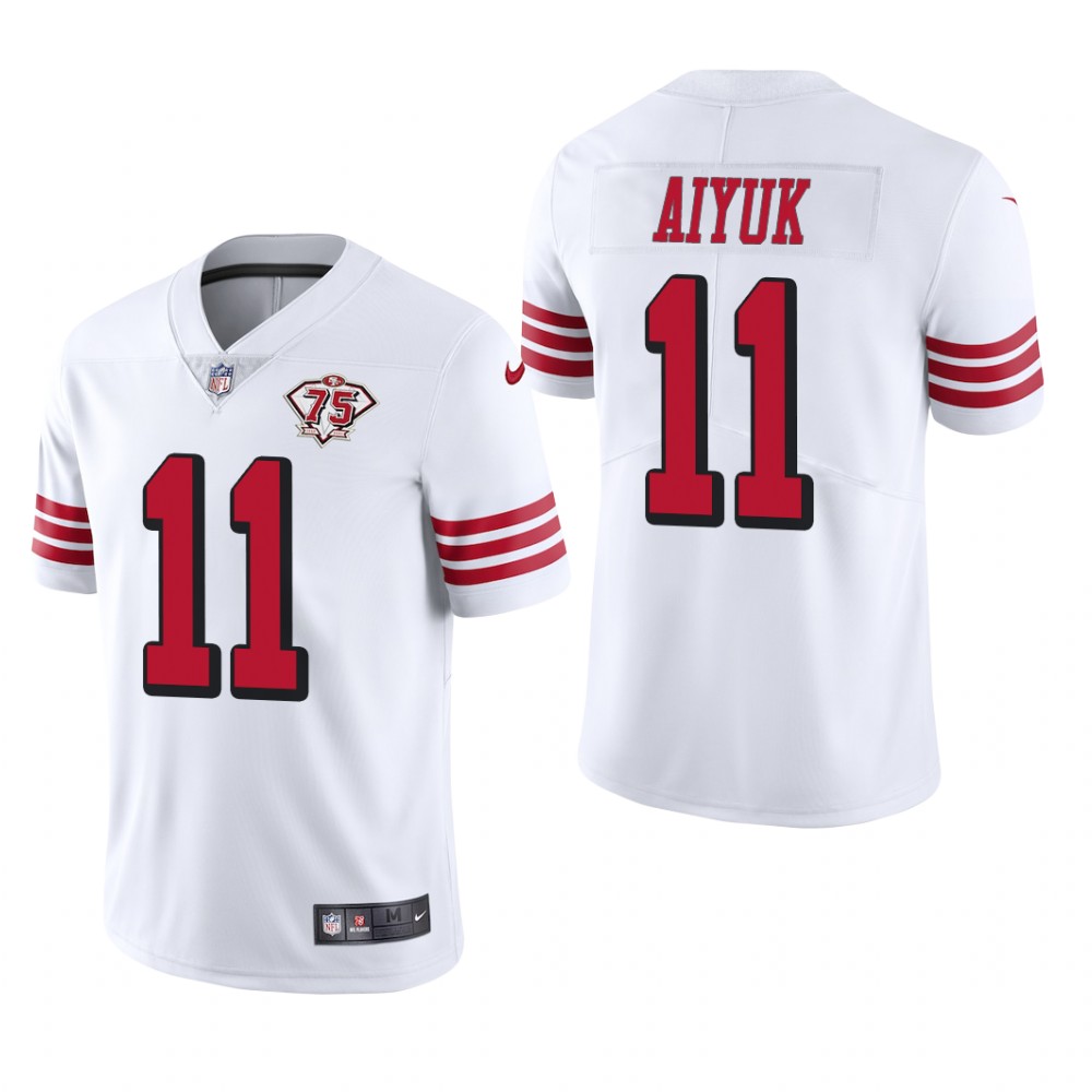 San Francisco 49ers Brandon Aiyuk White Throwback Limited Jersey 75th Anniversary - Men's