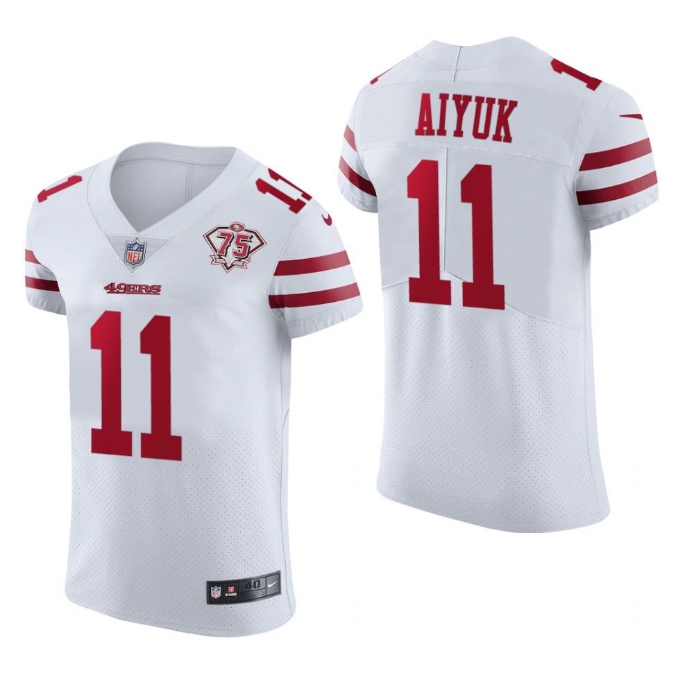 San Francisco 49ers Brandon Aiyuk White Vapor Elite Jersey 75th Anniversary - Men's
