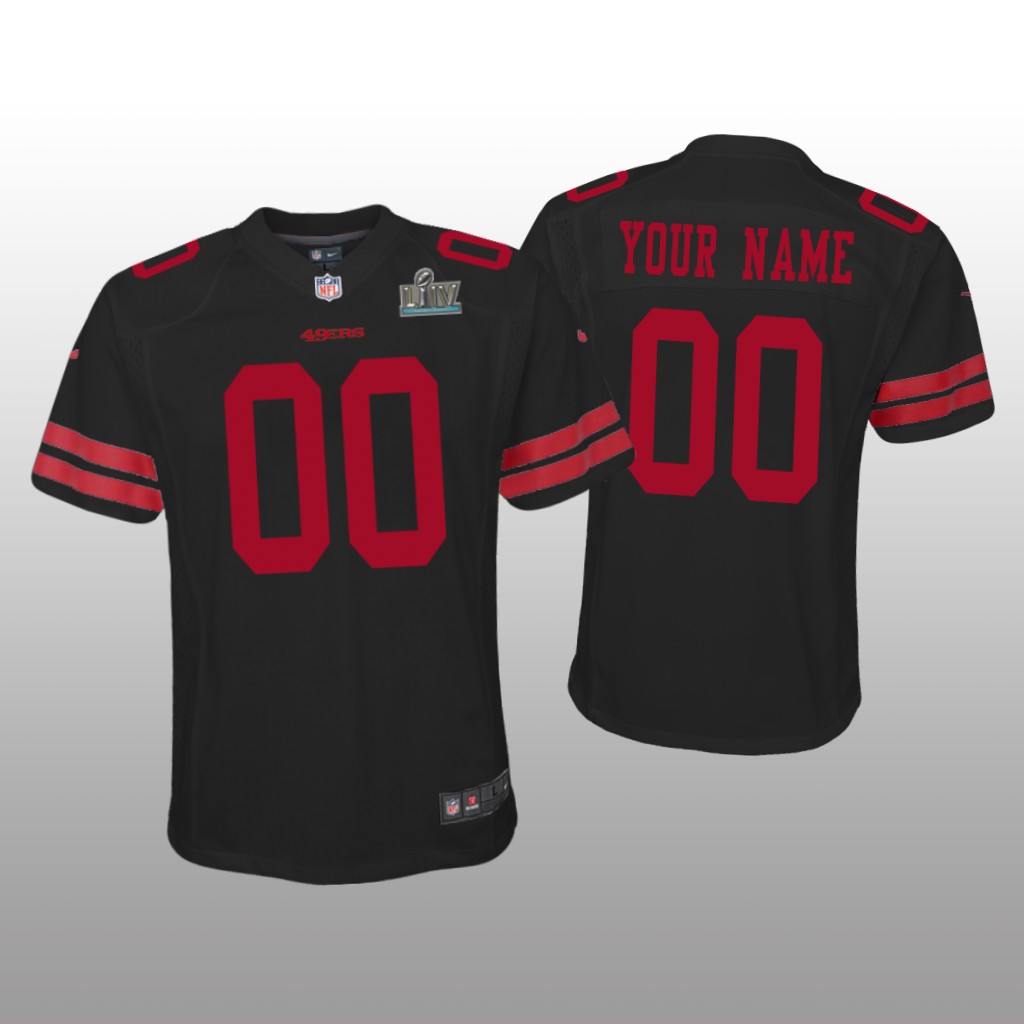 San Francisco 49ers Custom Black Game Jersey Super Bowl LIV - Youth