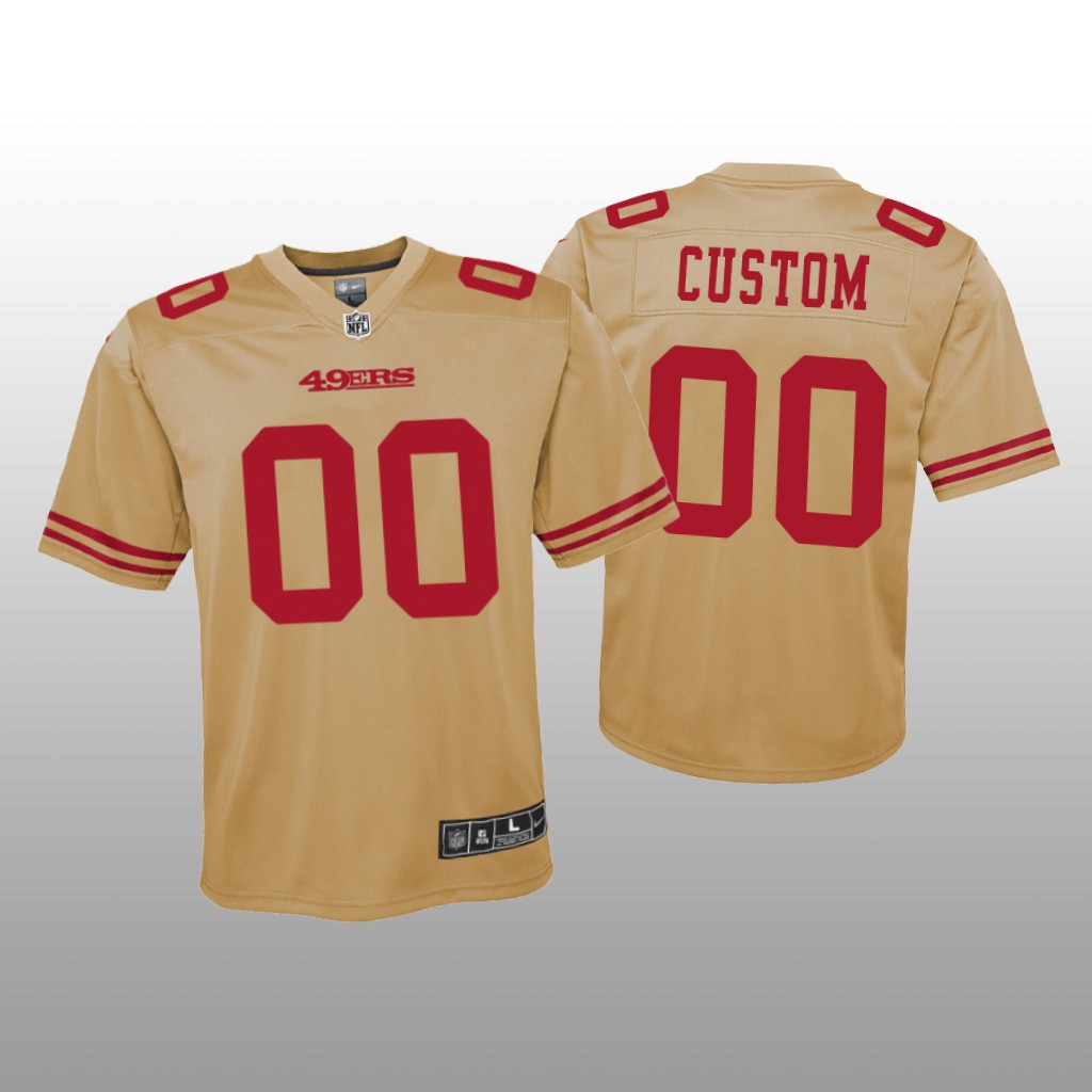 San Francisco 49ers Custom Gold Jersey Inverted Game - Youth