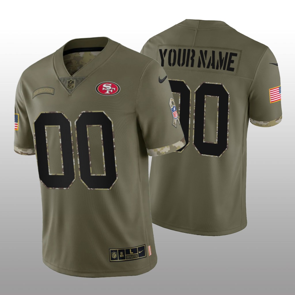 San Francisco 49ers Custom Olive Limited Jersey 2022 Salute To Service - Men's