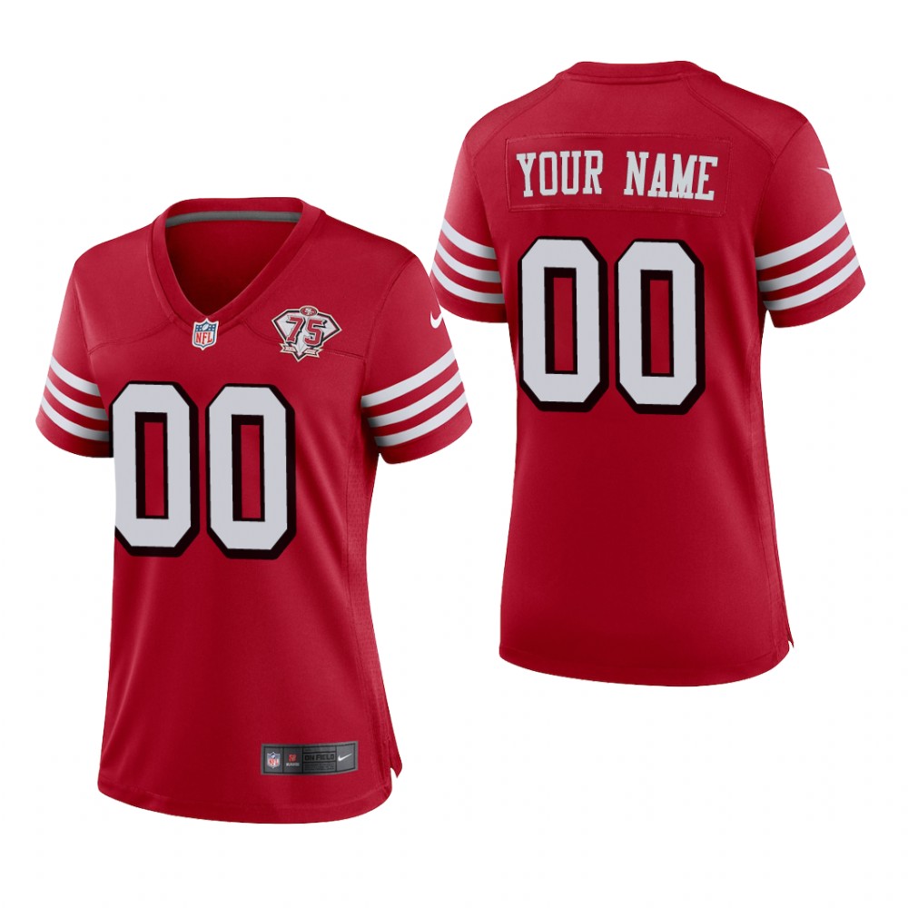 San Francisco 49ers Custom Scarlet Alternate Game Jersey 75th Anniversary - Women's