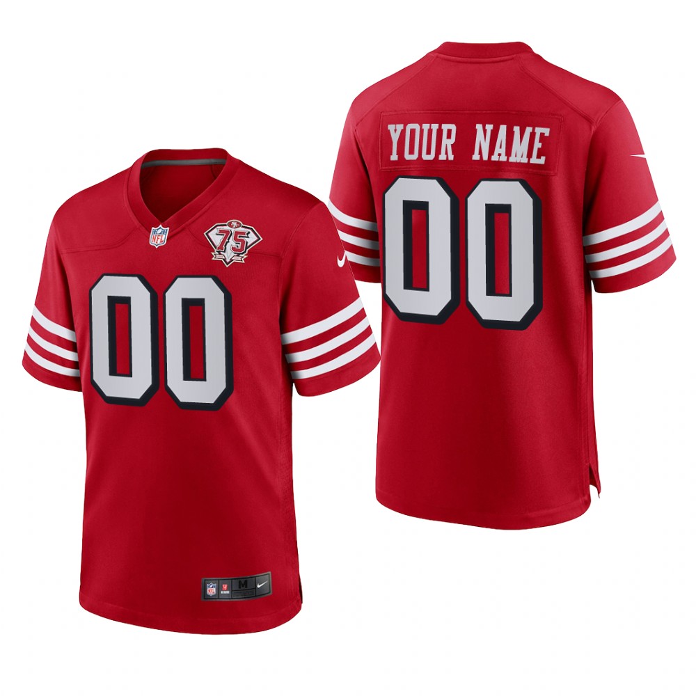 San Francisco 49ers Custom Scarlet Jersey 75th Anniversary - Men's
