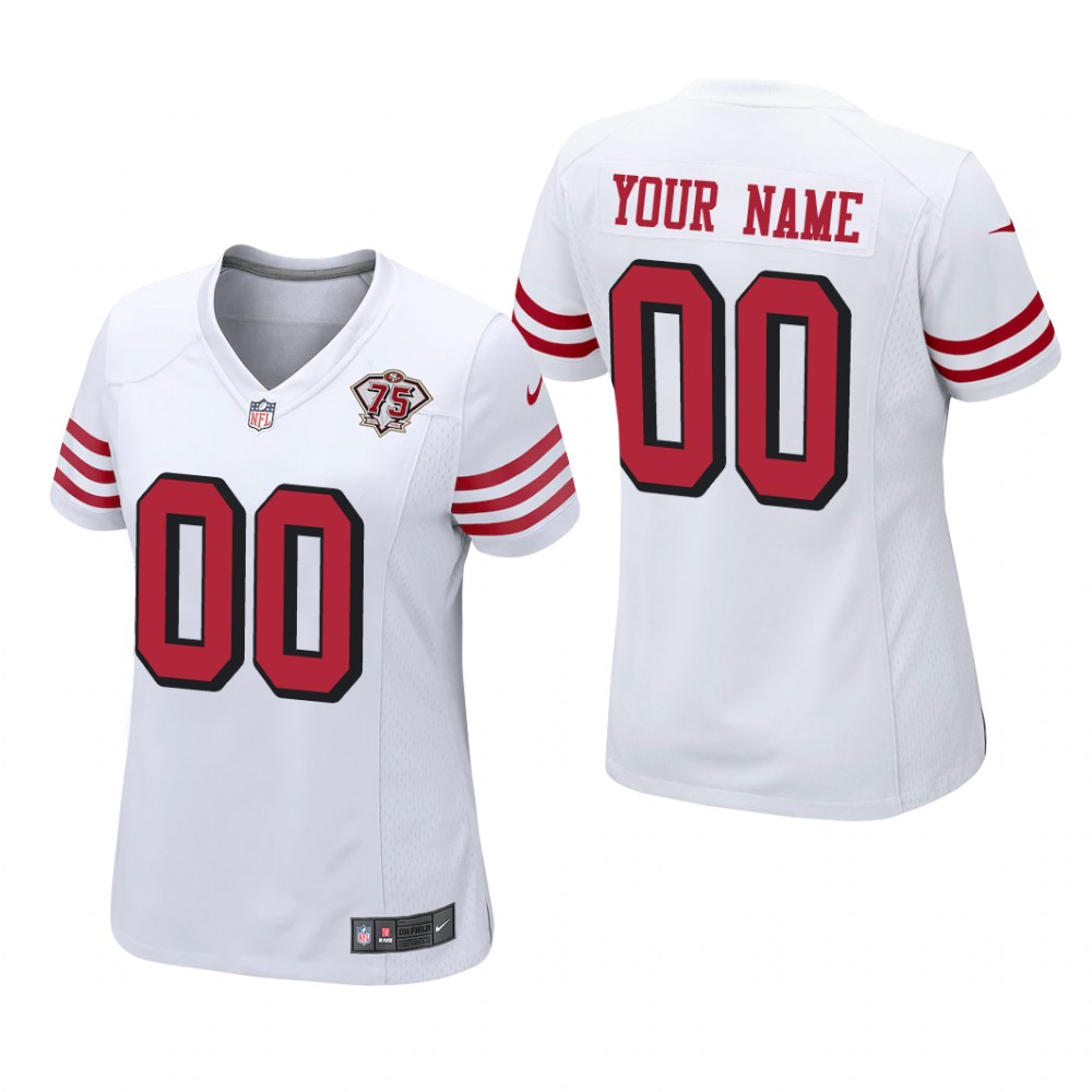 San Francisco 49ers Custom White Alternate Game Jersey 75th Anniversary - Women's