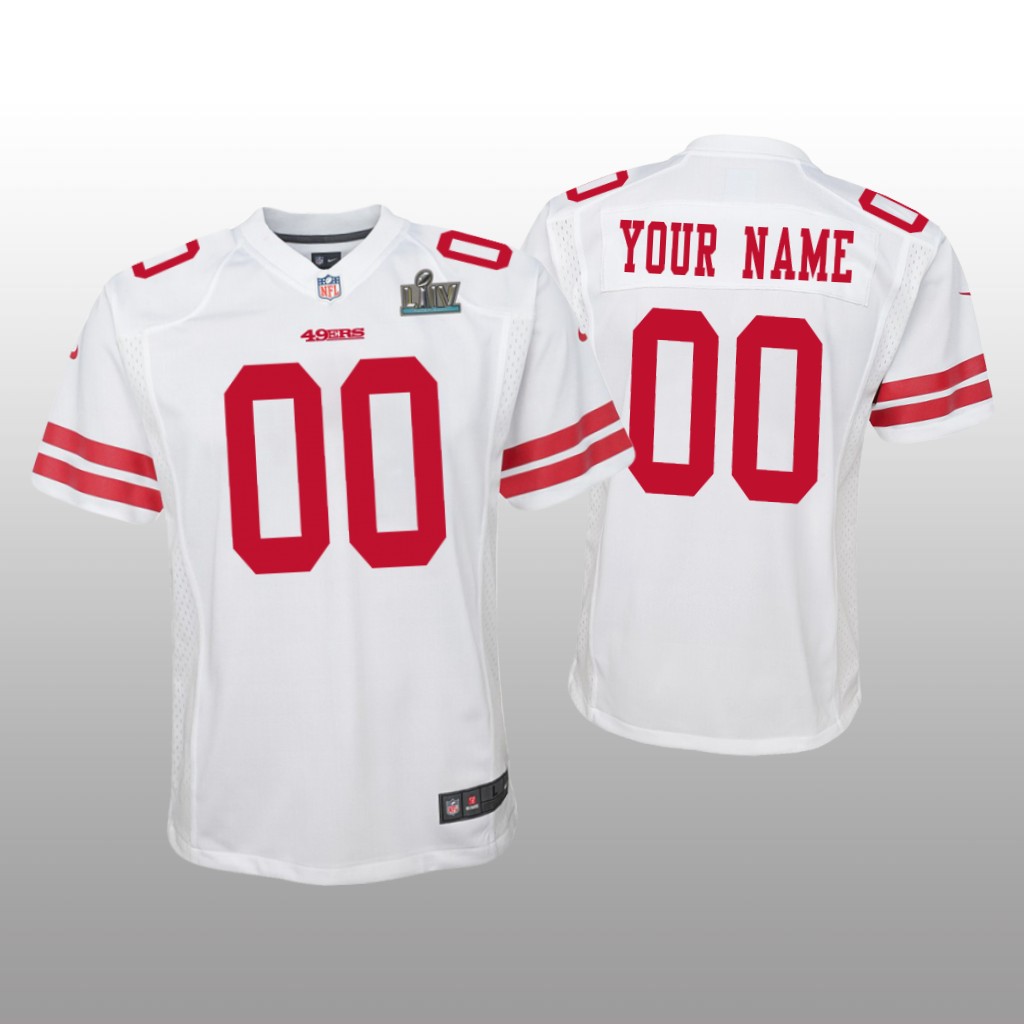 San Francisco 49ers Custom White Game Jersey Super Bowl LIV - Youth