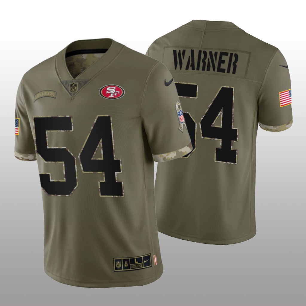 San Francisco 49ers Fred Warner Olive Limited Jersey 2022 Salute To Service - Men's