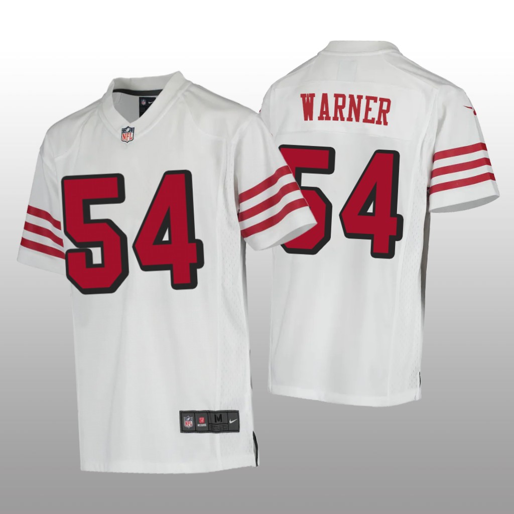 San Francisco 49ers Fred Warner White Jersey Color Rush Game - Youth