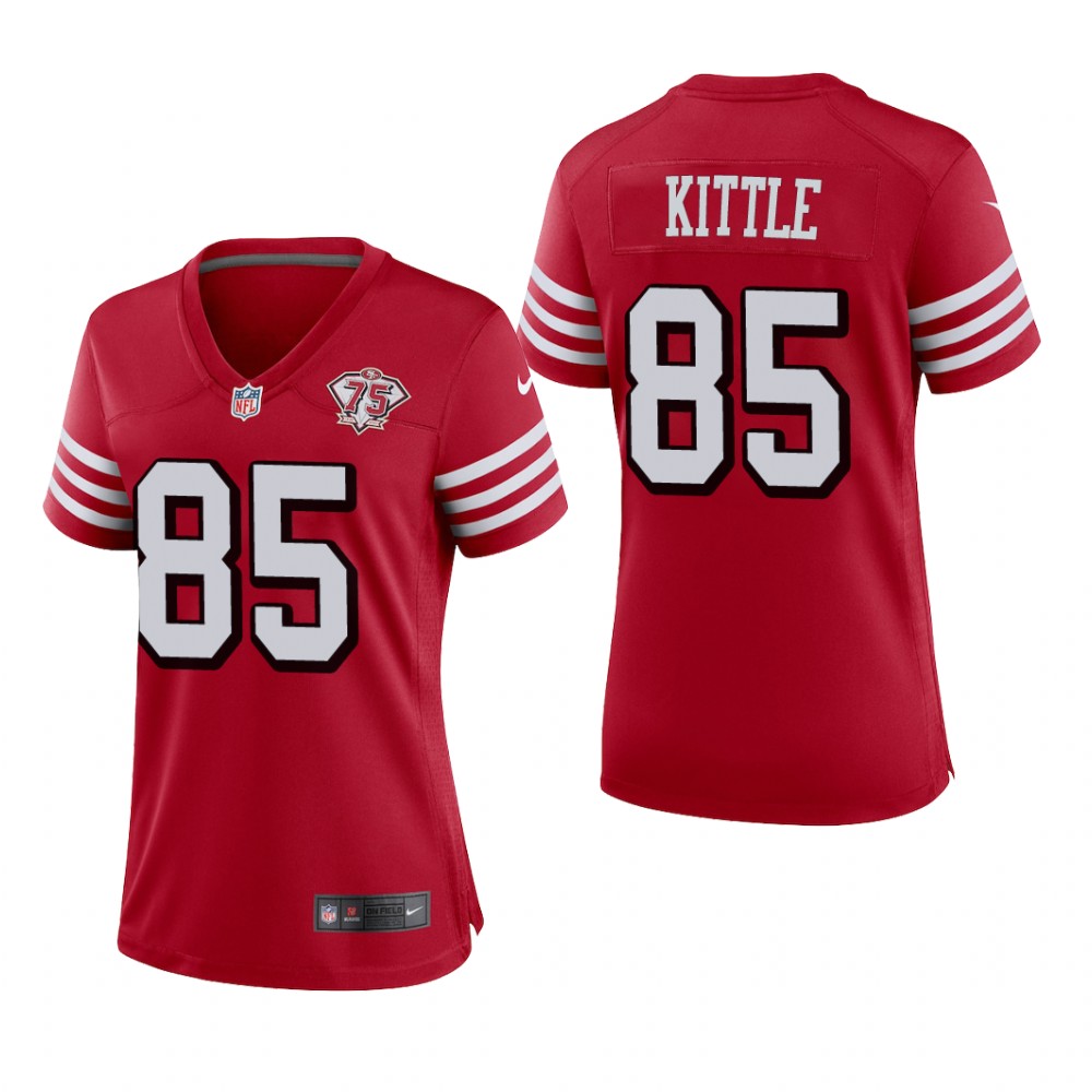 San Francisco 49ers George Kittle Scarlet Alternate Game Jersey 75th Anniversary - Women's