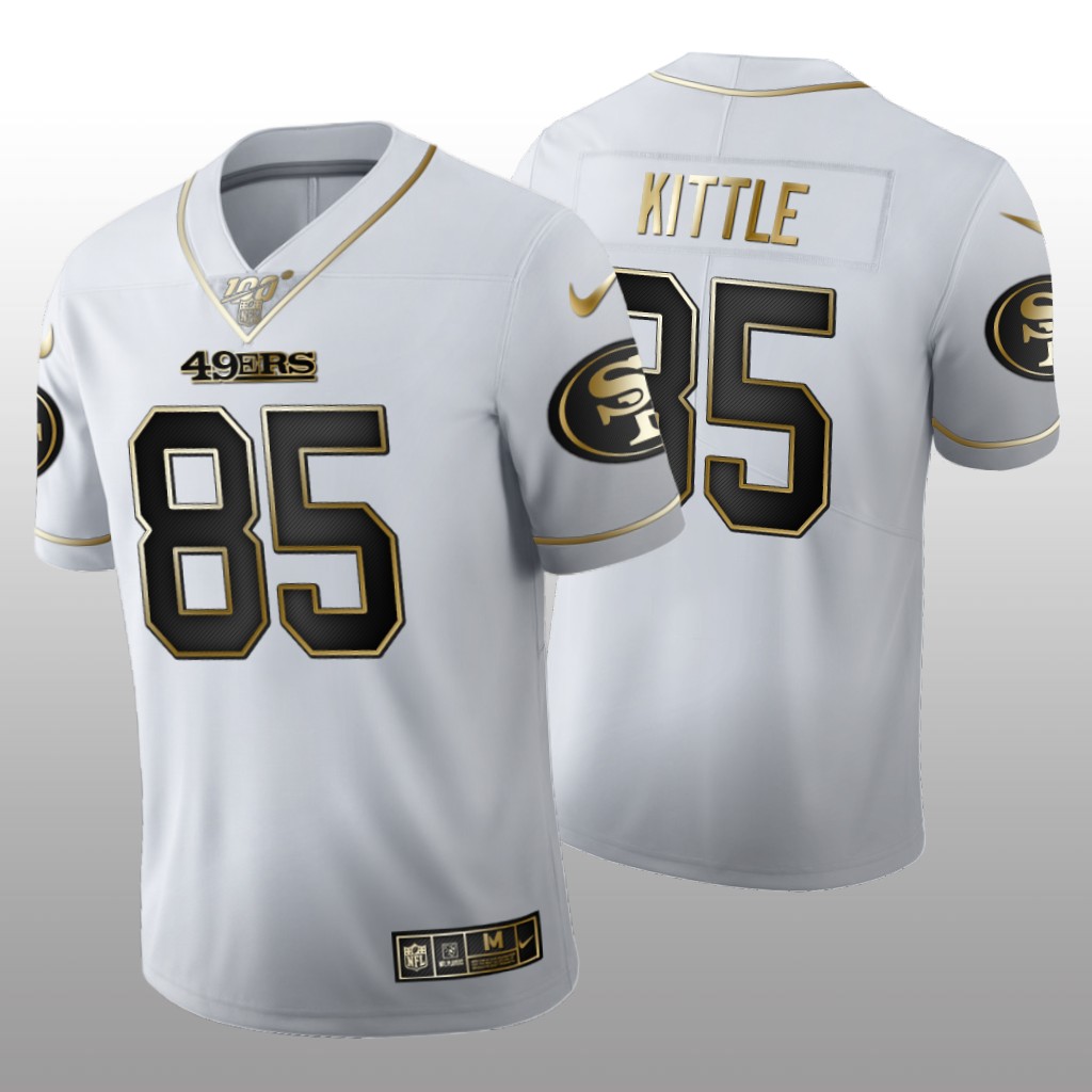 San Francisco 49ers George Kittle White Golden Edition Jersey 100th Season Men's