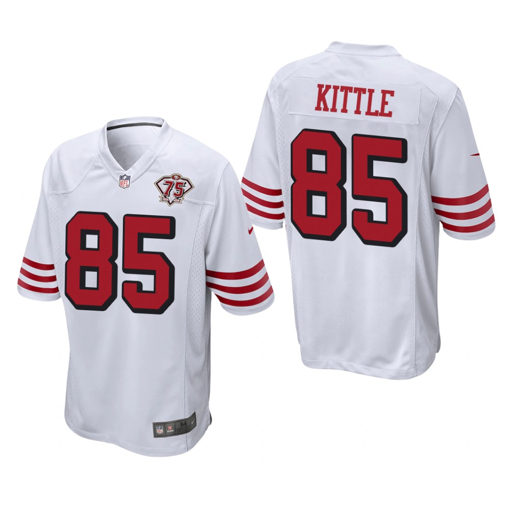 San Francisco 49ers George Kittle White Throwback Game Jersey 75th Anniversary - Men's