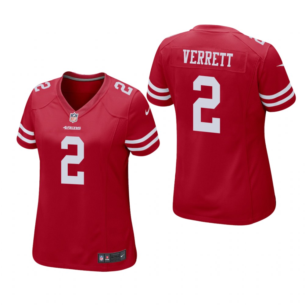San Francisco 49ers Jason Verrett Scarlet Jersey Game - Women's
