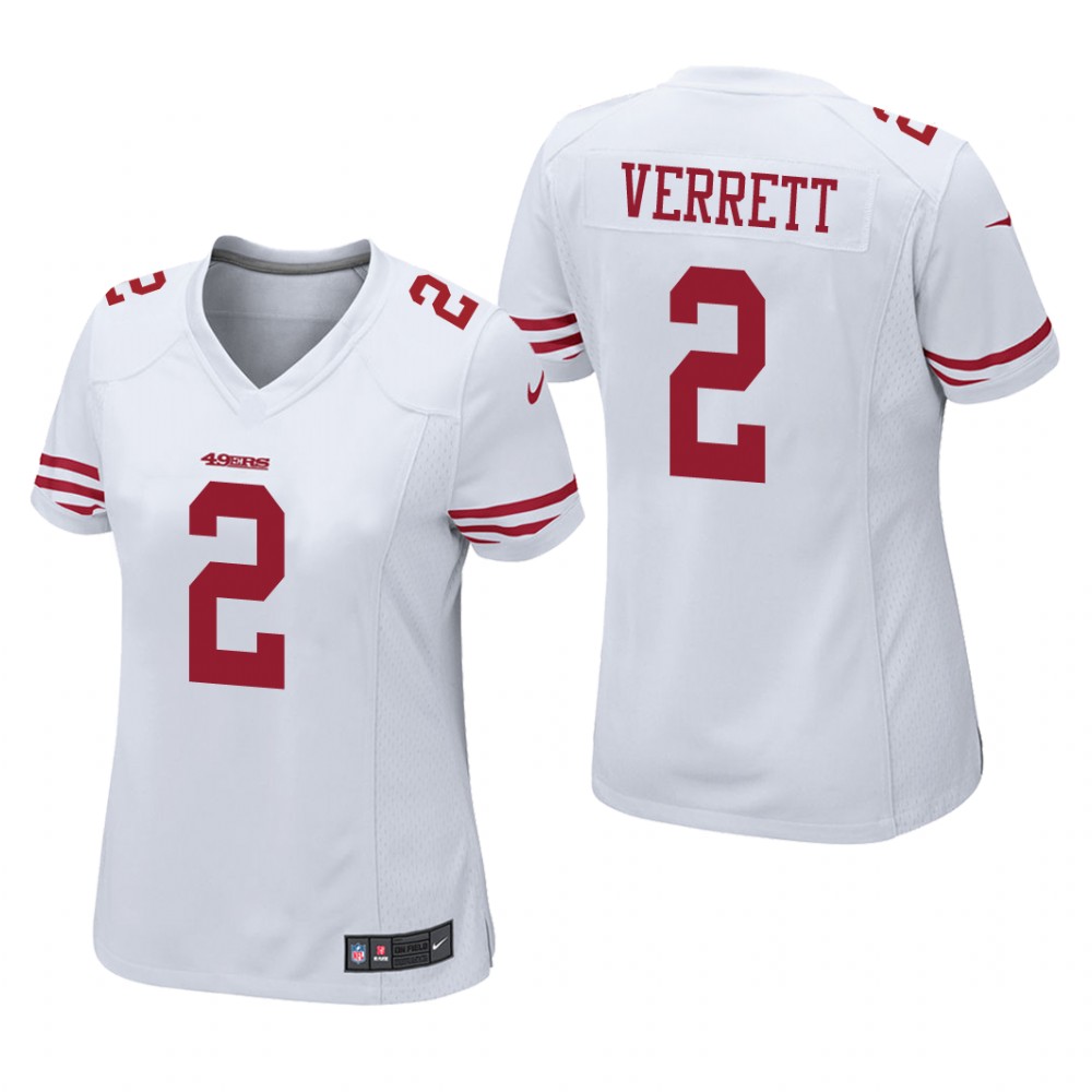 San Francisco 49ers Jason Verrett White Jersey Game - Women's