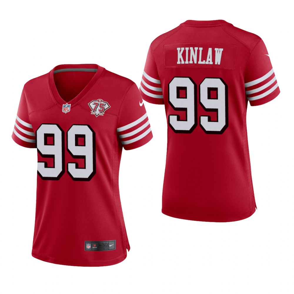 San Francisco 49ers Javon Kinlaw Scarlet Alternate Game Jersey 75th Anniversary - Women's