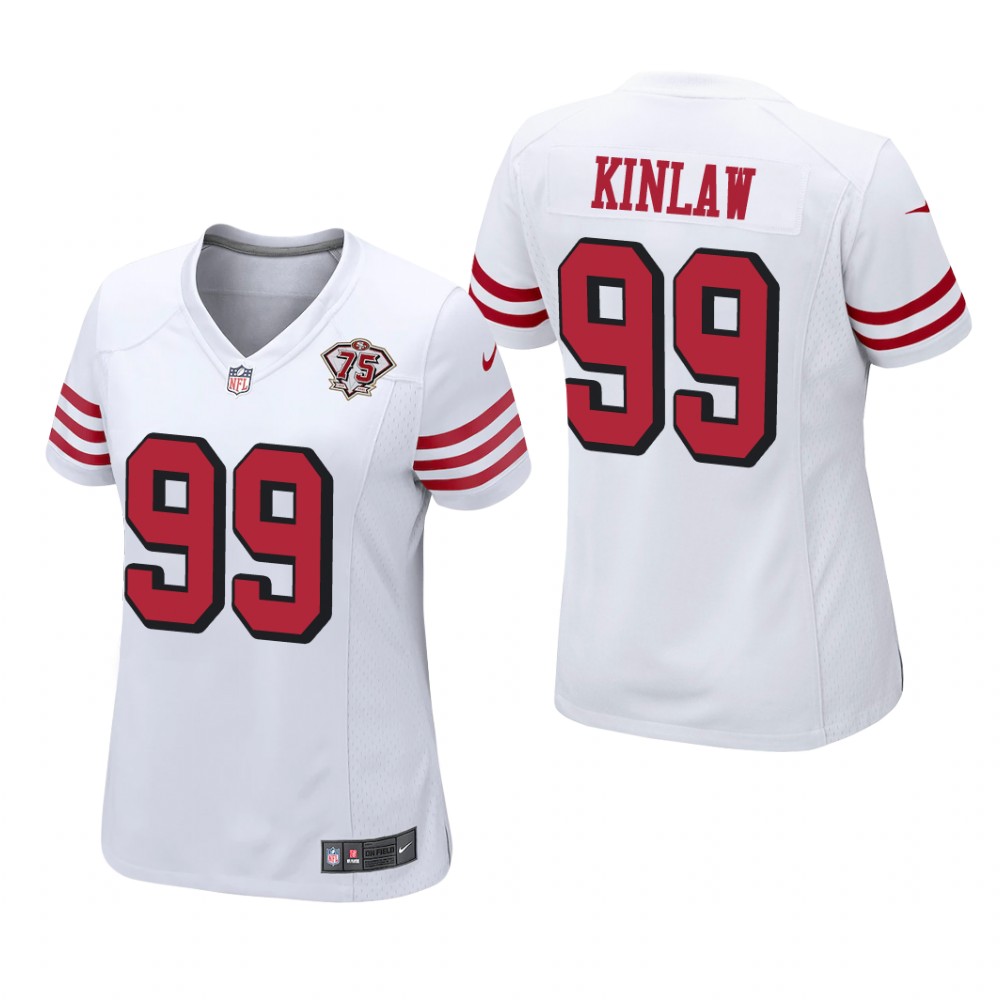 San Francisco 49ers Javon Kinlaw White Alternate Game Jersey 75th Anniversary - Women's