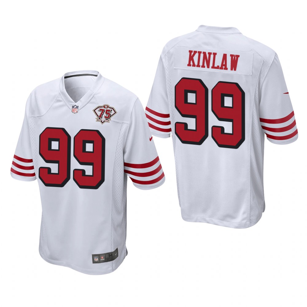 San Francisco 49ers Javon Kinlaw White Throwback Game Jersey 75th Anniversary - Men's