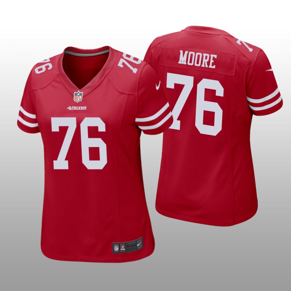 San Francisco 49ers Jaylon Moore Scarlet Jersey Game - Women's