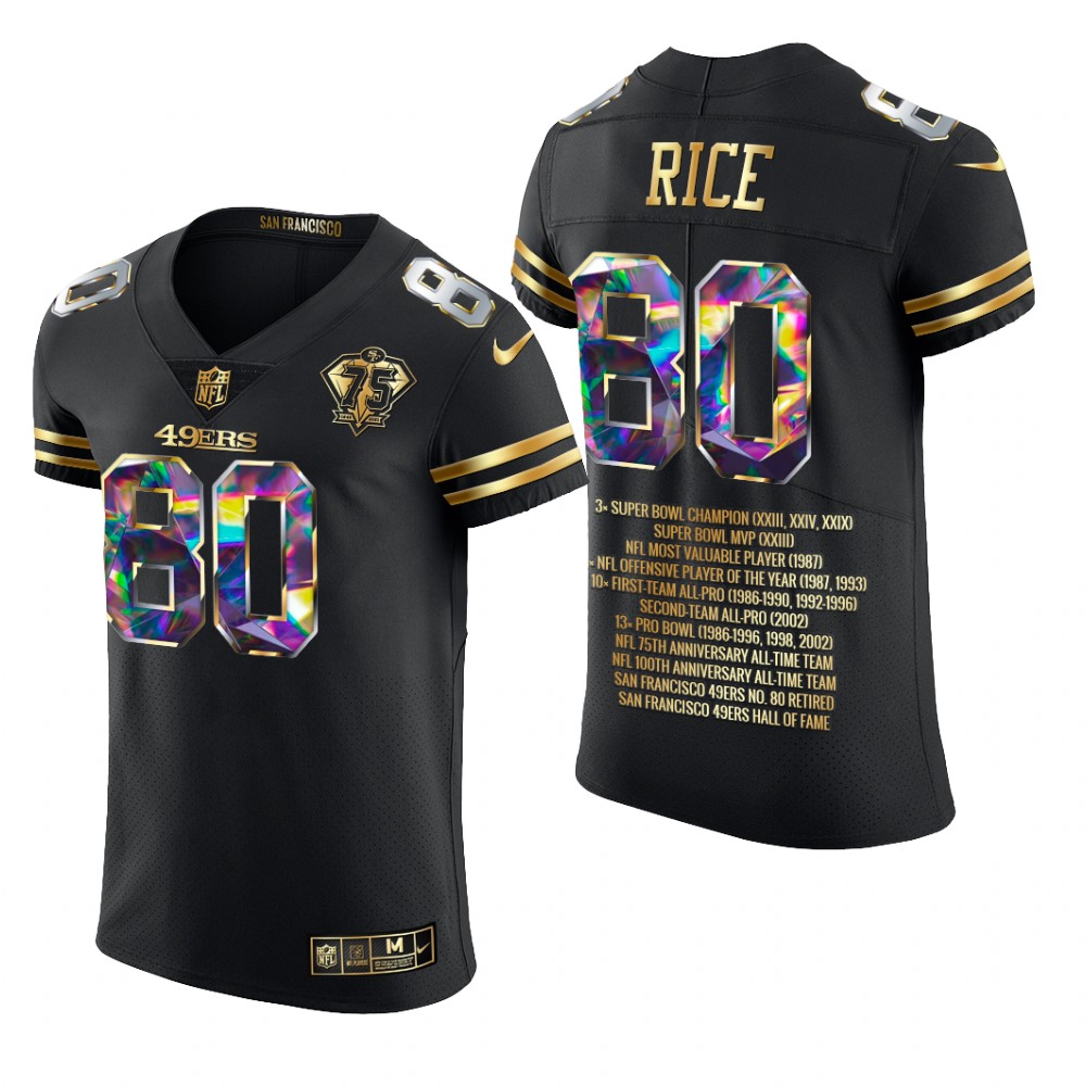 San Francisco 49ers Jerry Rice Black Jersey 2021 Career Highlights Men's