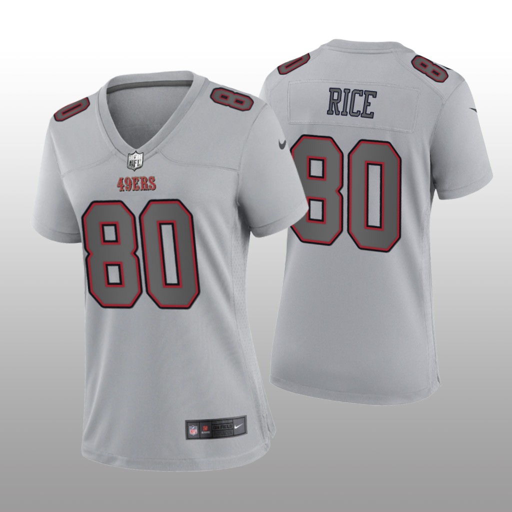 San Francisco 49ers Jerry Rice Gray Jersey Atmosphere Fashion Game - Women's