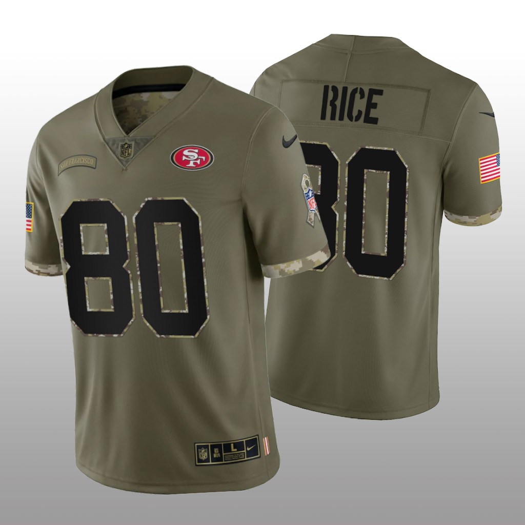 San Francisco 49ers Jerry Rice Olive Limited Jersey 2022 Salute To Service - Men's