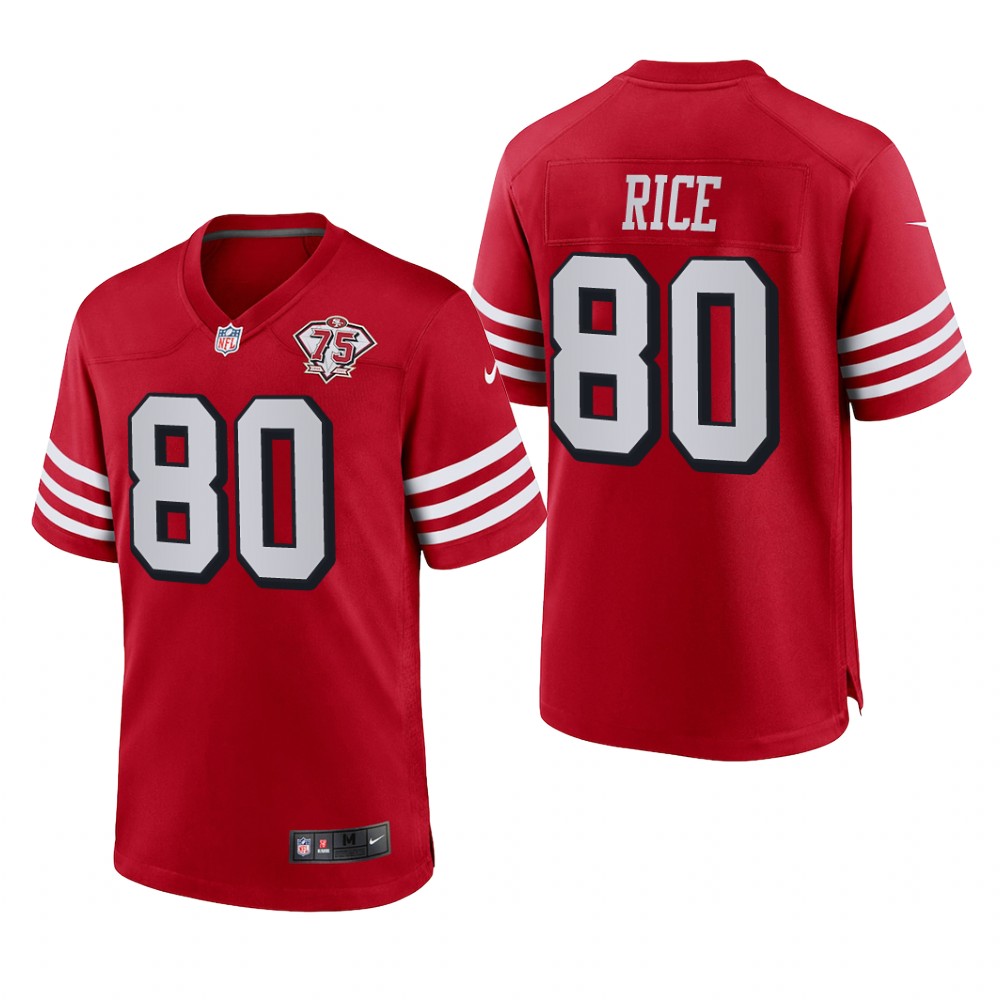 San Francisco 49ers Jerry Rice Scarlet Alternate Game Jersey 75th Anniversary - Men's