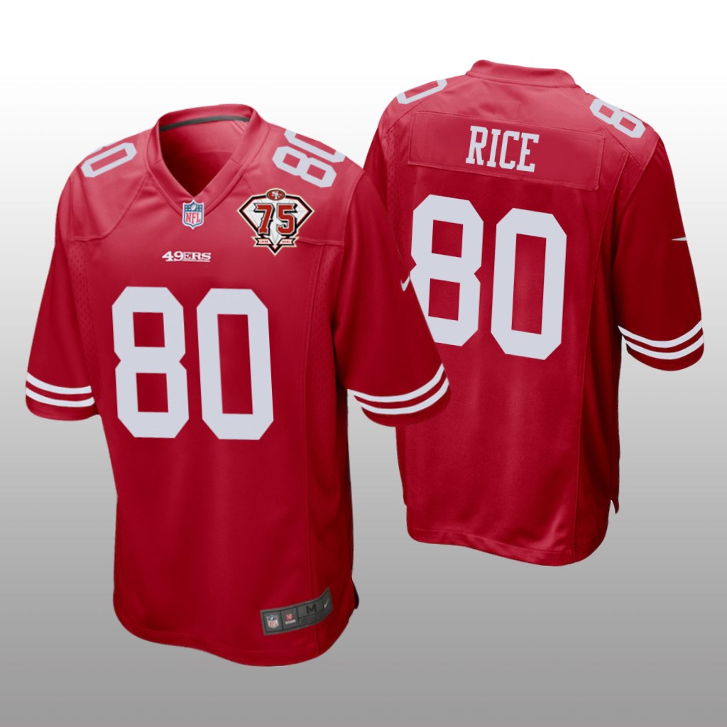 San Francisco 49ers Jerry Rice Scarlet Game 75th Anniversary Patch - Men's