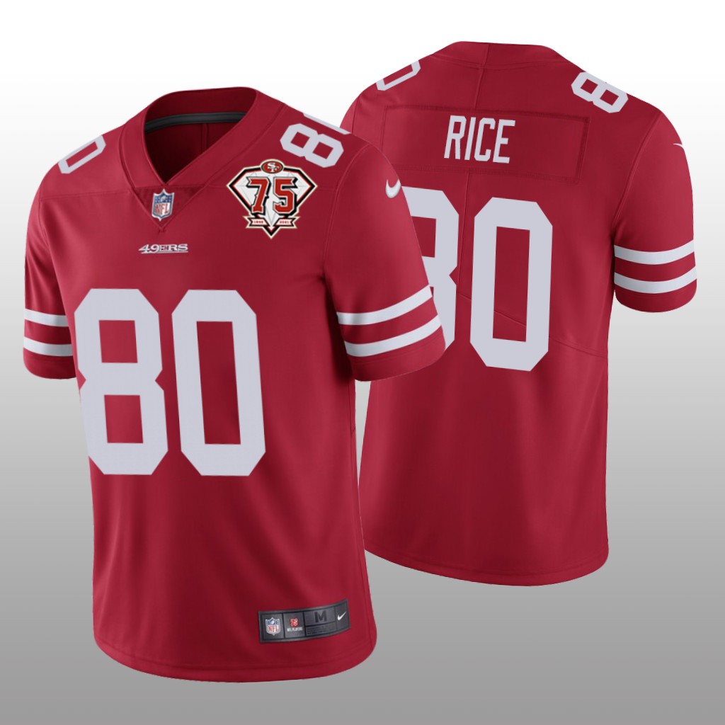 San Francisco 49ers Jerry Rice Scarlet Limited 75th Anniversary Patch - Men's
