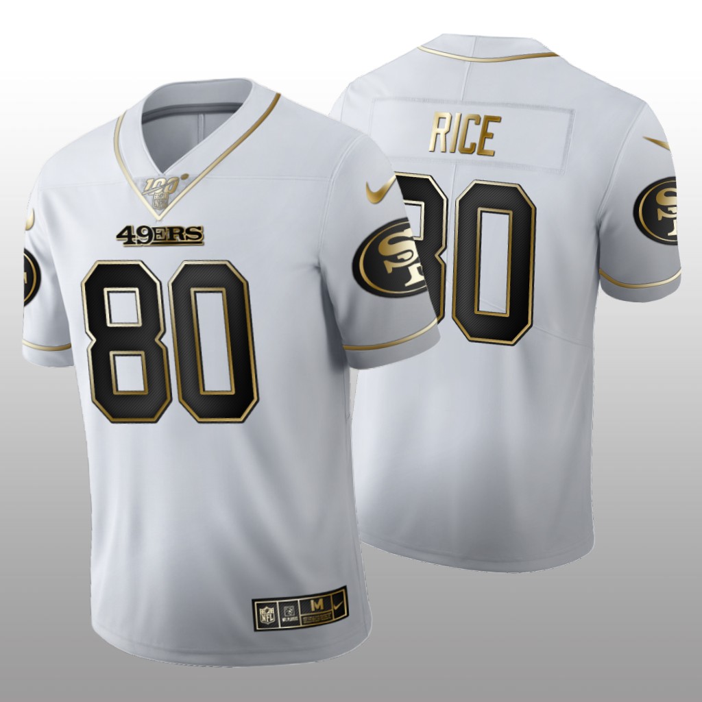 San Francisco 49ers Jerry Rice White Golden Edition Jersey 100th Season Men's